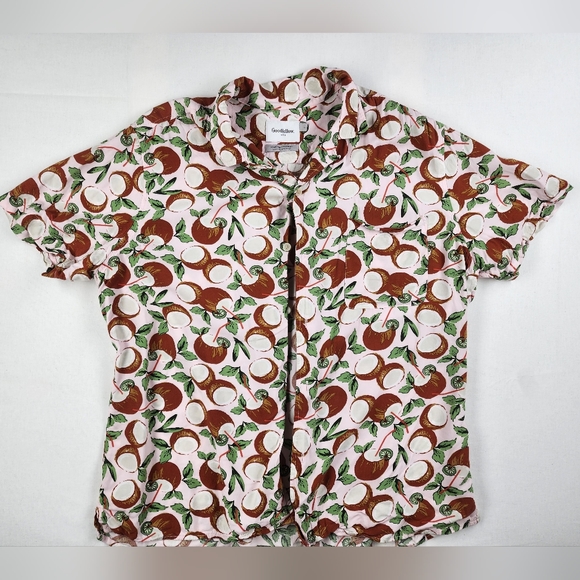 Goodfellow Hawaiian Shirt Pink Coconuts Large - Picture 1 of 4